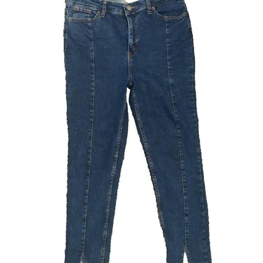 Dolce & Gabbana Women's Jeans 32x31 Dark Blue Mid Rise Ankle Slit
